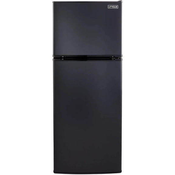 UNIQUE 10.3 Cu. Ft. Black Solar DC Off-Grid Top Freezer Refrigerator