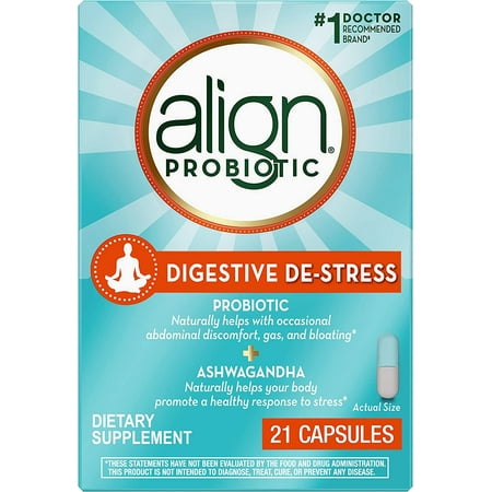 Align Probiotic, Digestive De-stress, Probiotic with Ashwagandha, which Helps with a healthy response to stress, 21 Capsules