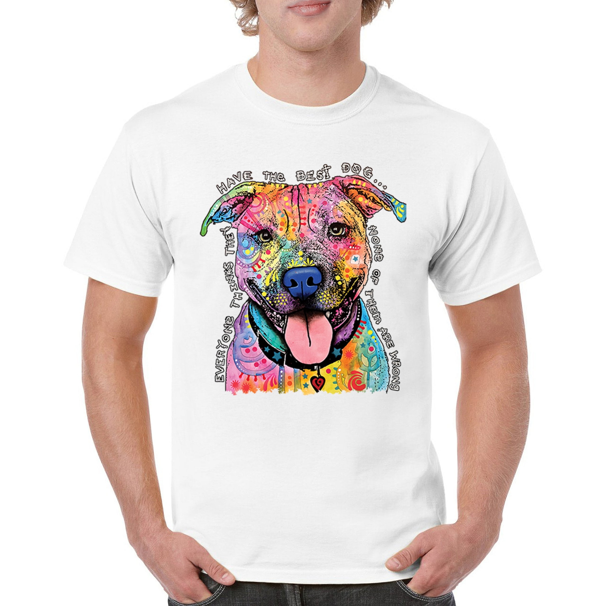 Unique T-shirt Dean Russo Colorful Pit Bull T-shirt - Walmart.com