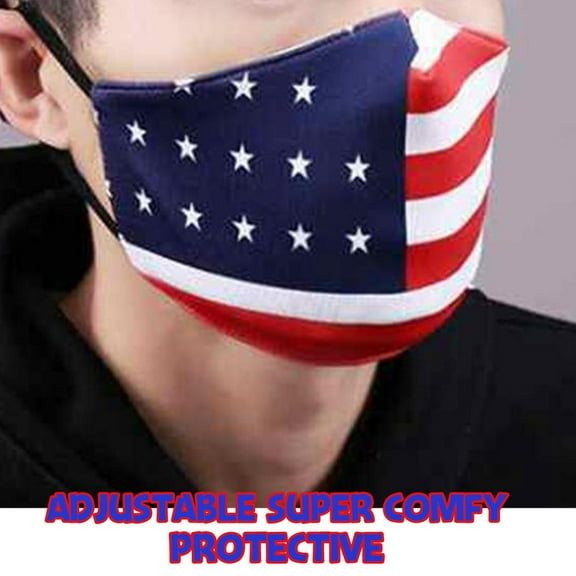 UNISEX Face Cover Washable Cover American Flag Dust Proof