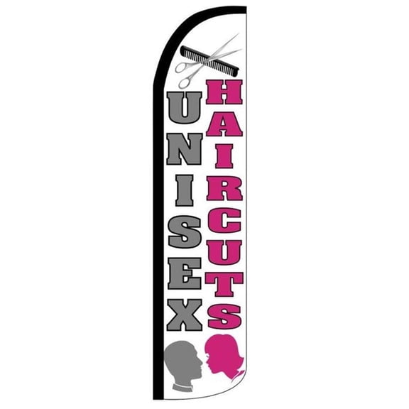 UNISEX HAIRCUTS Windless Flag (Hardware Not Included) |Advertisement /Business Flags | Feather Flag |