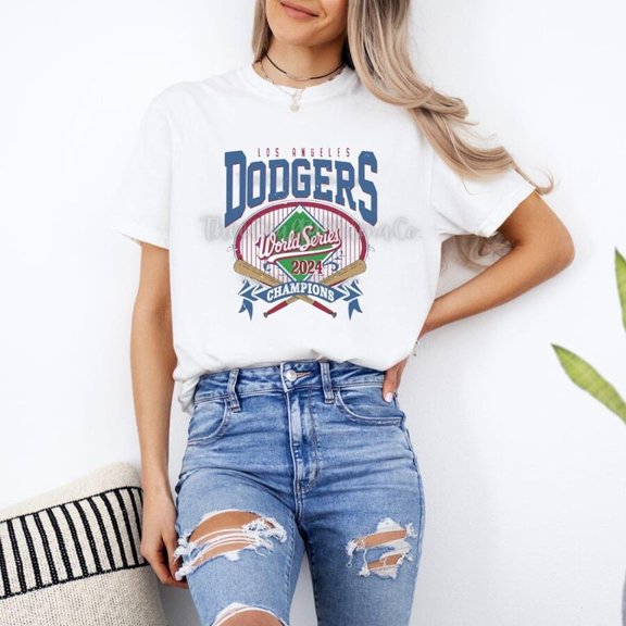 UNISEX LA Vintage Crew Neck Tshirt Baseball Blue 2024 Champions