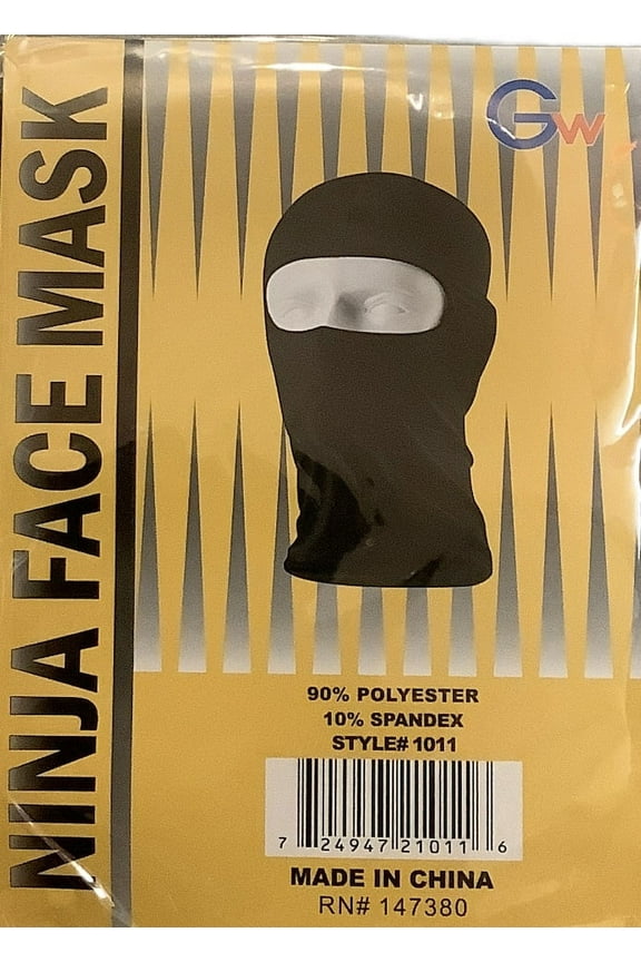 UNISEX NINJA FACE MASKS BLACK ONE SIZE