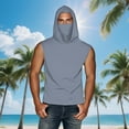 thumbnail image 1 of UNISEX Summer Casual Solid Color Sleeveless Hooded Ice Silk Sunscreen Cool Sun Protection Lightweight Tops With Face Mask, 1 of 8