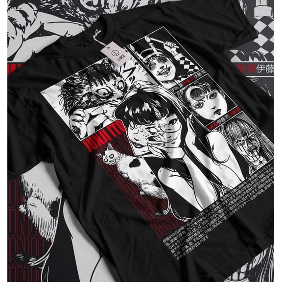 UNISEX - Unisex Horror Manga T-Shirt, Creepy Girl, Manga Gothic T-Shirt, Dark Anime Gothic