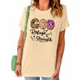 thumbnail image 1 of UNISHE Apricot Positive Quote Graphic Shirt Women's Short Sleeve Crew Neck Flower Print Casual Pullover Tops, 1 of 6