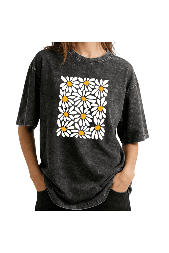 Women's Walk By Faith Graphic Vintage Washed T-Shirt Short Sleeve Oversized Quiet Faith Tee