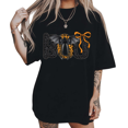 thumbnail image 1 of UNISHE BOO Bow Pumpkin Bat Graphic Tee Women's Halloween Short Sleeve Crew Neck T-Shirt, 1 of 6