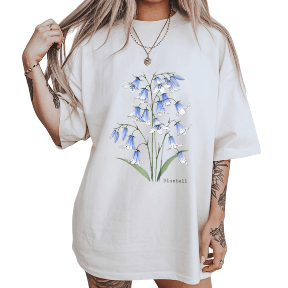 UNISHE Botanical Garden Wildflower Print T-Shirt For Women Plus Size Summer Crewneck Top
