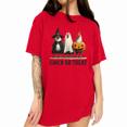thumbnail image 1 of UNISHE CHICK OR TREAT Halloween Chicken Graphic Tee Short Sleeve Crewneck, 1 of 6