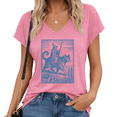 thumbnail image 1 of UNISHE Fantasy Witchy Cat Wizard Graphic Tees V-neck Print Tshirt Shirts Purple S-5XL Tops, 1 of 6