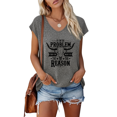 thumbnail image 1 of UNISHE Female Dark Gray Attitude Bull Skull Graphic V Neck Short Sleeve T-Shirt Casual Western Vibe S-5XL Tops, 1 of 6