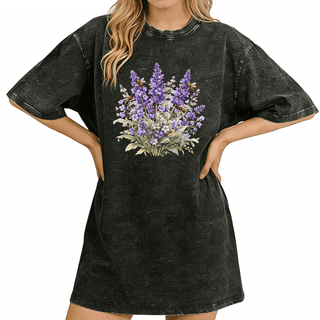 UNISHE Flower Bouquet Modern Botanical Design Relaxed Fit Crew Neck Short Sleeve Women's Graphic Tee