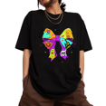 thumbnail image 1 of UNISHE Halloween Bow Graphic Tee Women's Crewneck Short Sleeve T-Shirt joy Pumpkin Ghost Print, 1 of 6