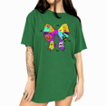 thumbnail image 1 of UNISHE Halloween Bow Graphic Tee Women's Short Sleeve Crewneck Seasonal Print T-Shirt, 1 of 6