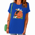 thumbnail image 1 of UNISHE Halloween Pumpkin Cat Relaxed Crew Neck Short Sleeve Graphic Tee, 1 of 6
