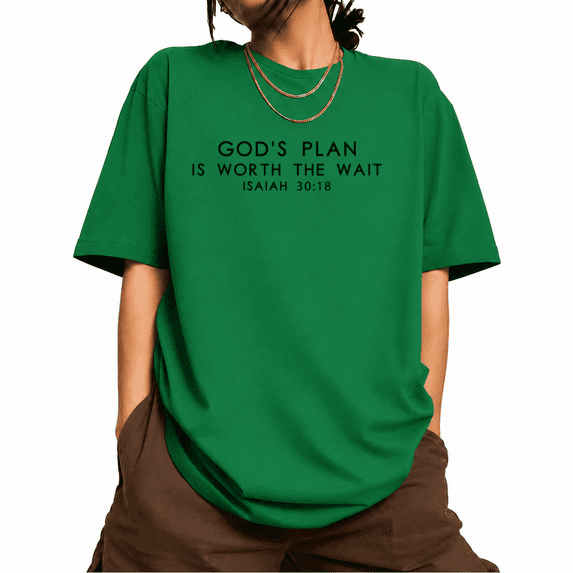UNISHE His Plan Is Worth The time Faith Graphic Tee Scripture Message ...