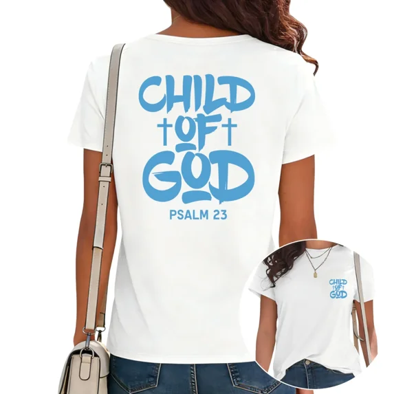 UNISHE Inspirational Christian T-Shirt for Women Retro Faith Cross Tee Casual Tops for Daily Outfit White, S