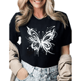 thumbnail image 1 of UNISHE Line Art Sunflower Womens Print Tshirt Graphic Tees White/Black S-5XL Tops, 1 of 4