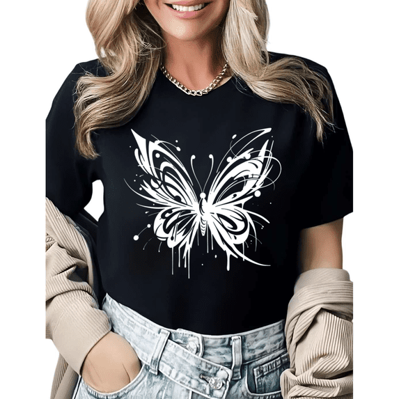 UNISHE Line Art Sunflower Womens Print Tshirt Graphic Tees White/Black S-5XL Tops