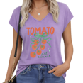 thumbnail image 1 of UNISHE Retro Tomato Summer Quote Shirts V-neck Print Tshirt Graphic Tees Gray S-5XL Tops, 1 of 6