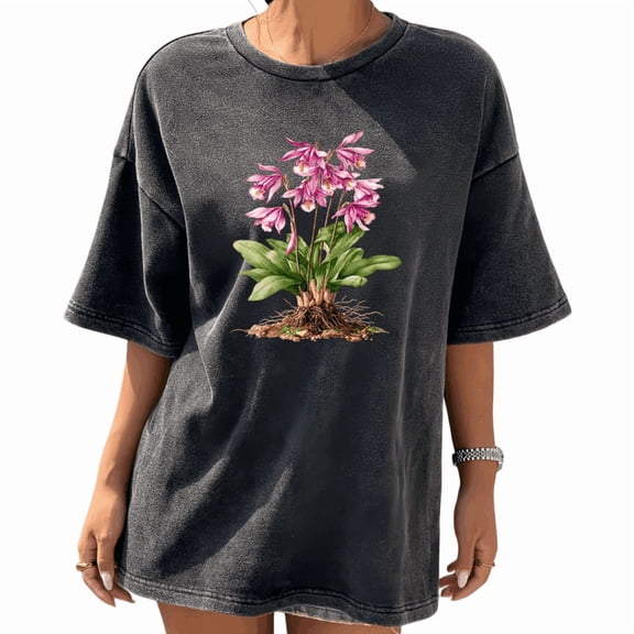 UNISHE Rooted Flower Botanical Nature Inspired Women's Short Sleeve Graphic T-Shirt