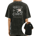 thumbnail image 1 of UNISHE Rooted In Christ Colossians 2:7 Floral Two-Sided Washed Short Sleeve Crew Neck T-Shirt, 1 of 5