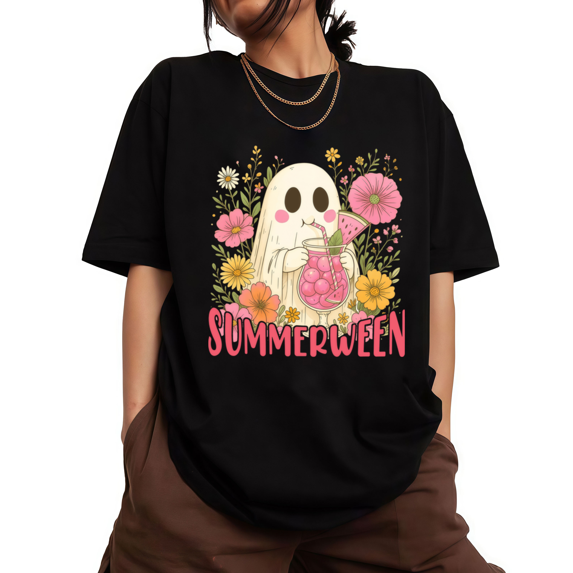 UNISHE SUMMERWEEN Ghost Graphic Tee Short Sleeve Crewneck T-Shirt