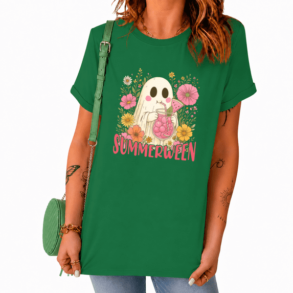UNISHE SUMMERWEEN Ghost Graphic Tee Short Sleeve Crewneck T-Shirt