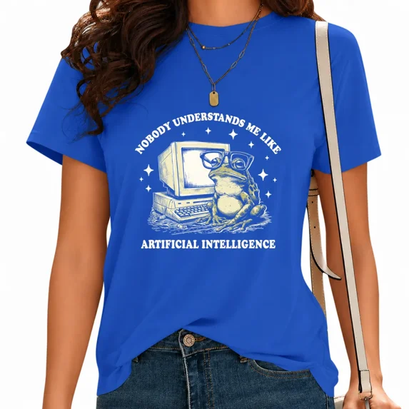 UNISHE Unisex Vintage Desktop Computer Coder Meme Tee Ironic Programming Geek Fashion Top for Daily Outfit Blue, XL