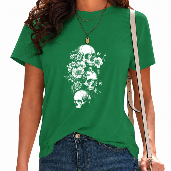 UNISHE Women Artistic Faint Outline T-Shirt Hidden Nature Print Tees Abstract Leaf Art Crewneck Short Sleeve Versatile Weekend Tops