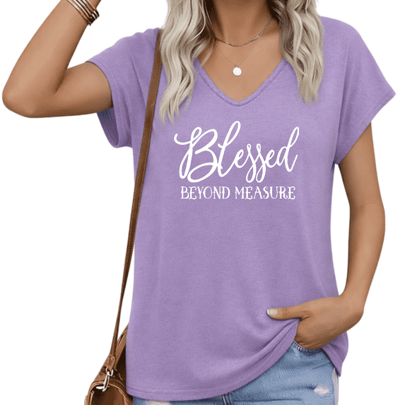 UNISHE Women Christian Inspirational T-Shirt Blessed Beyond Measure Bible Verse Top