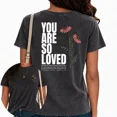thumbnail image 1 of UNISHE Women Christian Washed Vintage Tops You Are So Loved John 3 16 Graphic Tees Acid Wash Streetwear T Shirts Black, M, 1 of 6