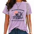 thumbnail image 1 of UNISHE Women Funny Reading Frog Print Tops Life Is About Choosing Graphic Tee Washed Vintage Casual T Shirts Purple, M, 1 of 6