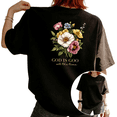 thumbnail image 1 of UNISHE Women God Is Good All The Time Floral Christian Graphic Short Sleeve T-Shirt Fun Cotton Crewneck Top, 1 of 5