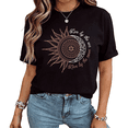 thumbnail image 1 of UNISHE Women Live By The Sun Brown Moon Graphic fun Cotton Crewneck T-Shirt Black S-5XL, 1 of 5