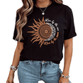 thumbnail image 1 of UNISHE Women Live By The Sun Love By The Moon Orange Celestial Sun Moon Mandala Graphic Short Sleeve T-Shirt Black S-5XL, 1 of 5