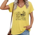 thumbnail image 1 of UNISHE Women Murder Shows Comfy Clothes V-Neck Cap Sleeve T-Shirt Humor Casual Tee S-5XL, 1 of 6