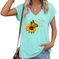 thumbnail image 1 of UNISHE Women Plus Size V Neck Short Sleeve T Shirt Sunflower Butterfly Graphic Vintage Casual Top S-5XL, 1 of 6