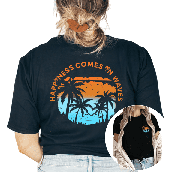UNISHE Women Retro Beach Palm Tree Graphic Short Sleeve T-Shirt Soft Cotton Comfortable Tee