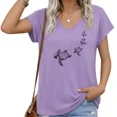 thumbnail image 1 of UNISHE Women Sea Turtle V Neck Short Sleeve T Shirt Ocean Animal Tee, 1 of 6