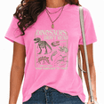 thumbnail image 1 of UNISHE Women Vintage Quote Educational T-shirts Washed Short Sleeve Crewneck Tops Fun Paleontology Dino Skeleton Illustration Tees Casual Holiday, 1 of 6