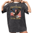 thumbnail image 1 of UNISHE Women's 250 Years 1776-2026 Bald Eagle USA Flag Vintage Washed T-Shirt Short Sleeve Distressed Relaxed Fit Tee, 1 of 5