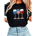 thumbnail image 1 of UNISHE Women's 250th USA 1776-2026 Patriotic Wine Glass Graphic Short Sleeve T-Shirt Casual Cotton Crewneck Top Black S-5XL, 1 of 5