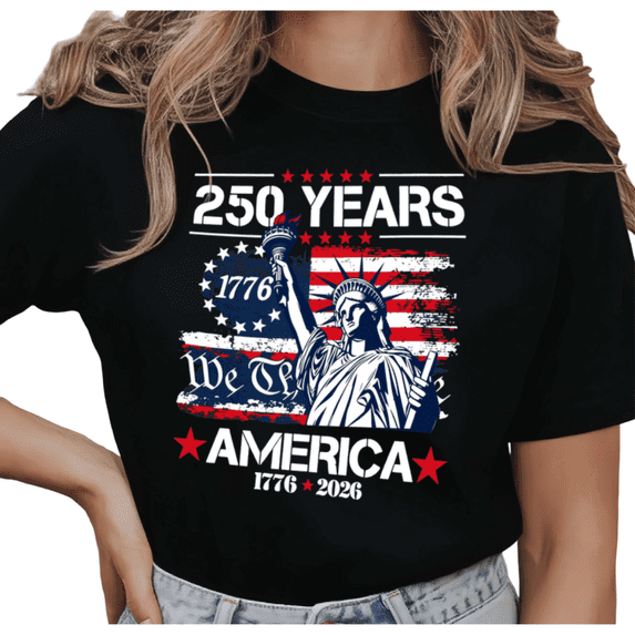 UNISHE Women's 4th of July 250 Years of Freedom Statue of Liberty Patriotic USA Short Sleeve T-Shirt Casual Cotton Crewneck Top