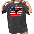 thumbnail image 1 of UNISHE Women's 4th of July American Eagle Distressed Flag Vintage Washed T-Shirt Short Sleeve Distressed Relaxed Fit Tee, 1 of 5