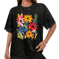 thumbnail image 1 of UNISHE Women's Abstract Color Daisy Floral Graphic Oversized Short Sleeve T-shirt Art Flower Washed Tee, 1 of 5