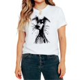 thumbnail image 1 of UNISHE Women's Abstract Sketch Dog Graphic Short Sleeve Crewneck T-Shirt Casual Black White Animal Print Tees, 1 of 5
