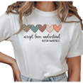 thumbnail image 1 of UNISHE Women's "Accept, Love, Understand" Leopard Print Hearts Graphic Short Sleeve T-Shirt Casual Cotton Crewneck Top, 1 of 5