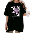 thumbnail image 1 of UNISHE Women's Aesthetic Purple and White Rose with Butterflies Graphic Short Sleeve T-Shirt Casual Cotton Crewneck Top, 1 of 5